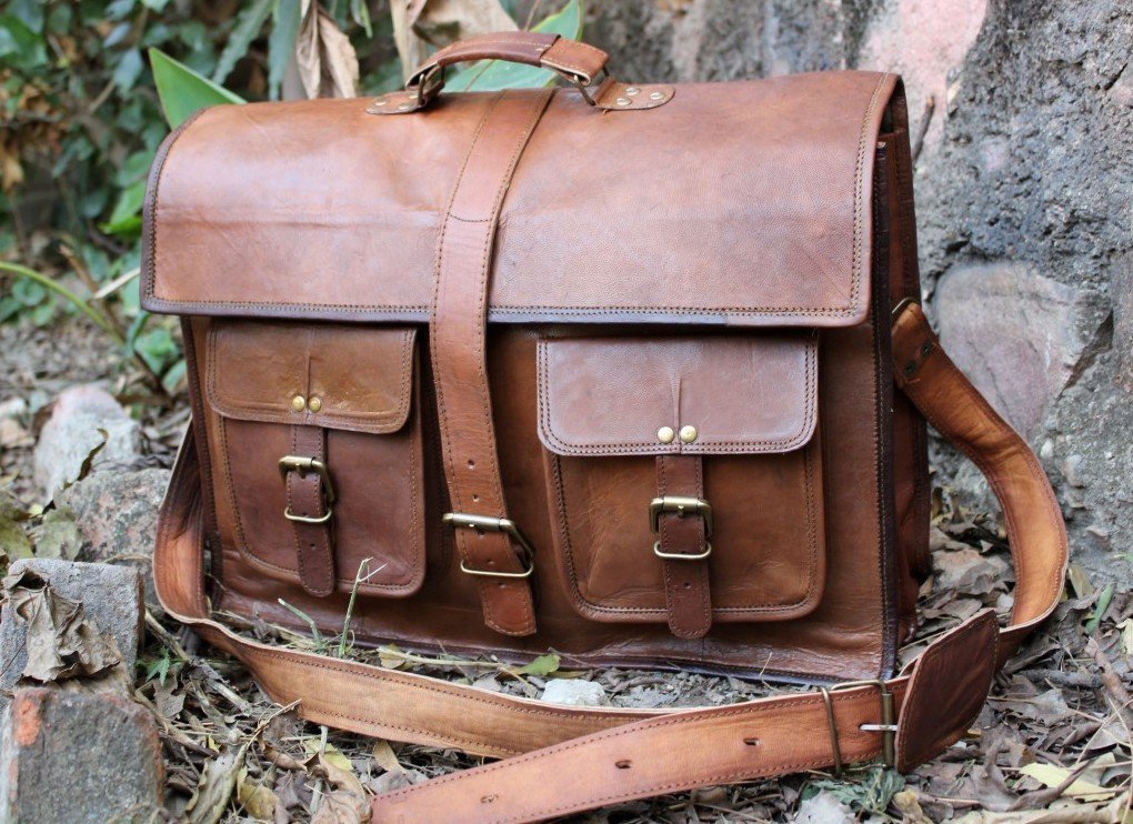 Cross Shoulder 100% Genuine Leather Briefcase Bag