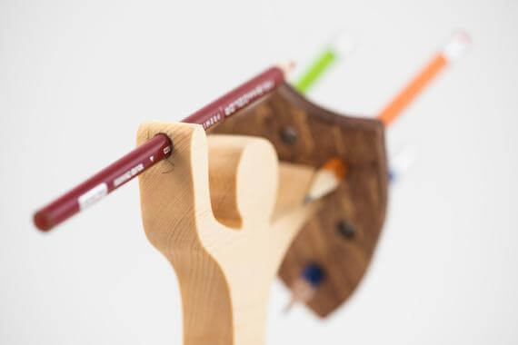 Wooden Warrior Pencil Holder