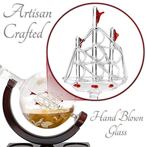 Royal Decanters Etched Globe Whiskey Decanter Set
